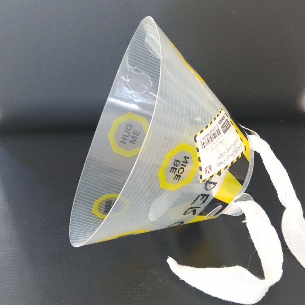 🐾12.5cm Dog Cone Collar Transparent with Caution Print By BUSTER Design